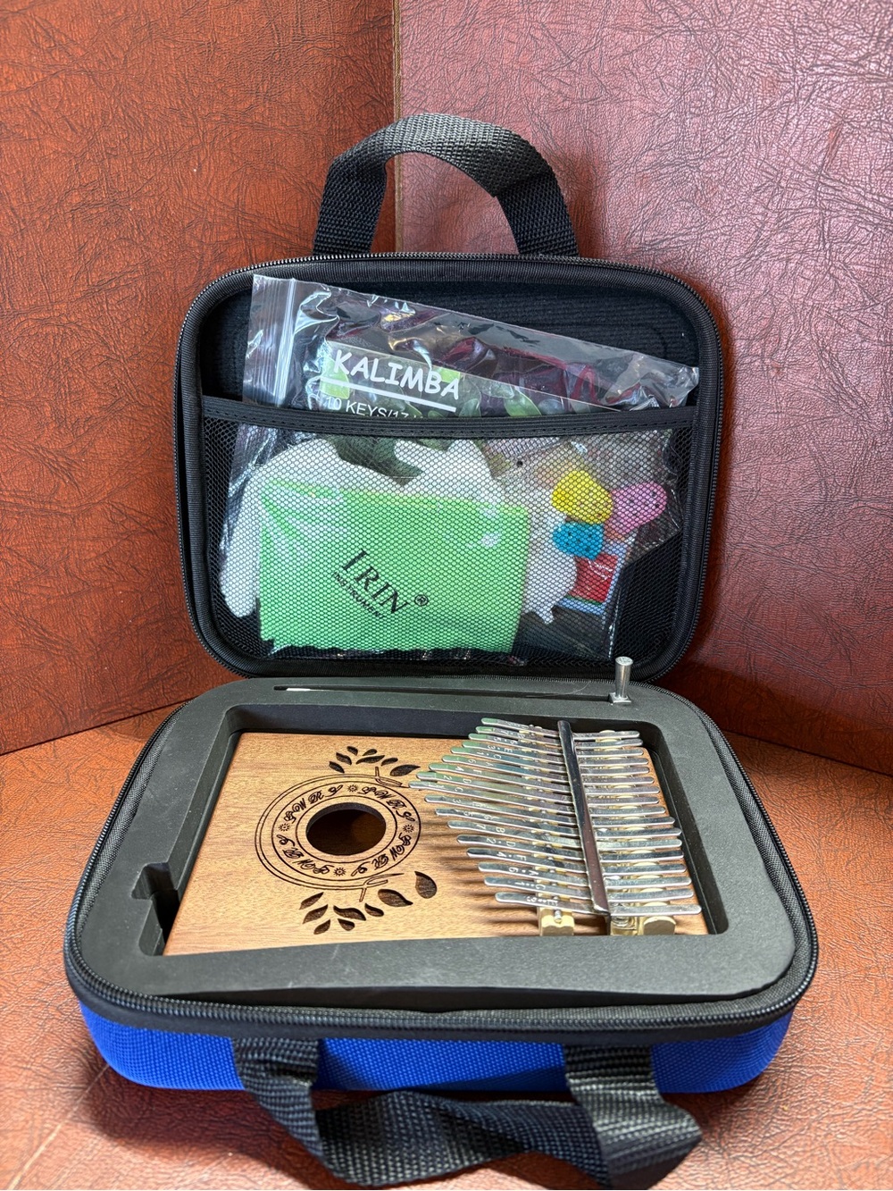 Levian 17-Key Kalimba Thumb Piano with Blue Travel Case Wood instrument